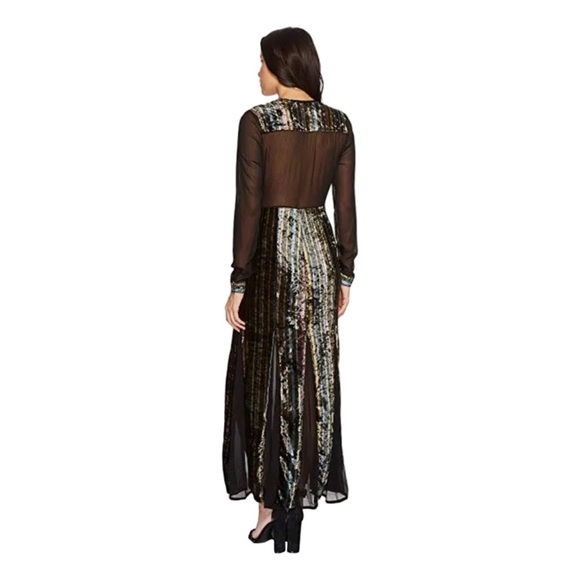 Romeo & Juliet Couture Velvet Mesh Maxi Dress Multicolor Metallic Size Medium - Picture 3 of 15